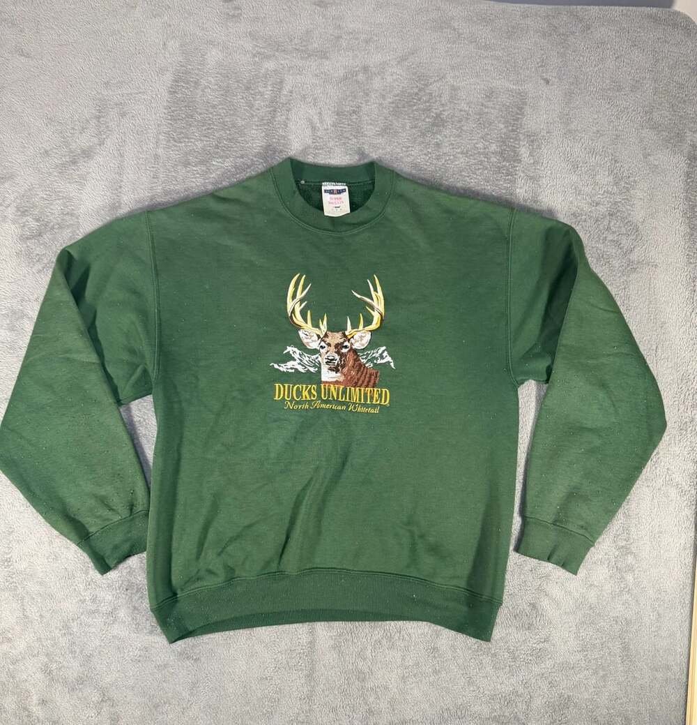 Jerzees Ducks Unlimited Sweatshirt Size Medium Green Deer